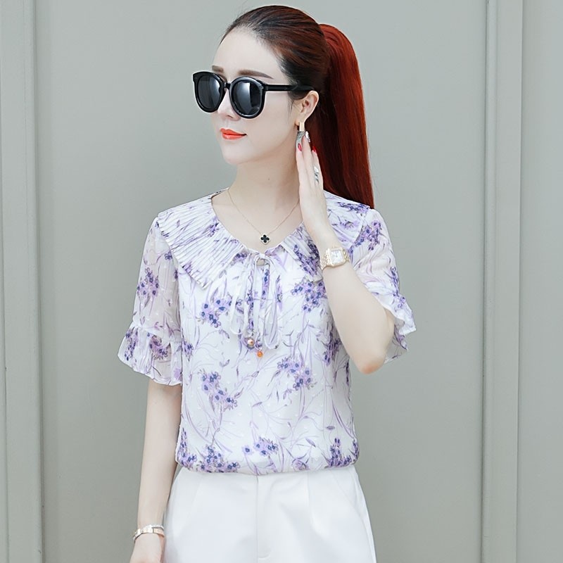 a21p官方旗舰店官网短袖新款雪纺衫 尚吻蔓蕾丝衫/雪纺衫