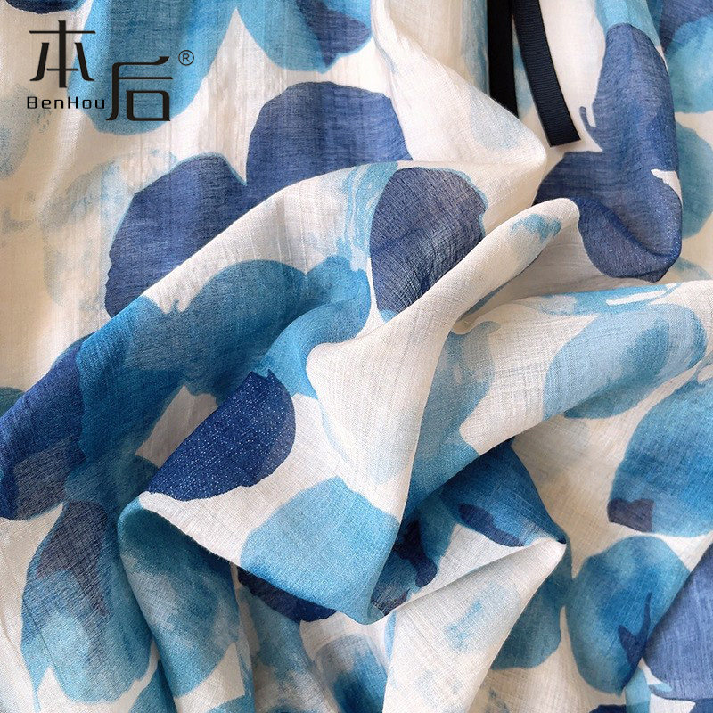 油画波点夏薄款中长款高腰半身裙 本后半身裙