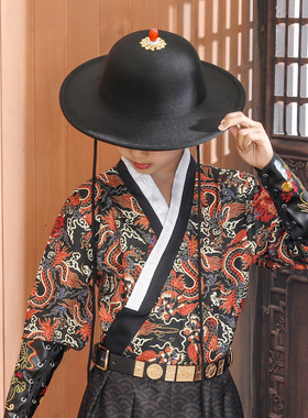 锦衣卫黑色圆顶汉服帽子古装大圆帽飞鱼服万圣节侠客风明制大檐帽