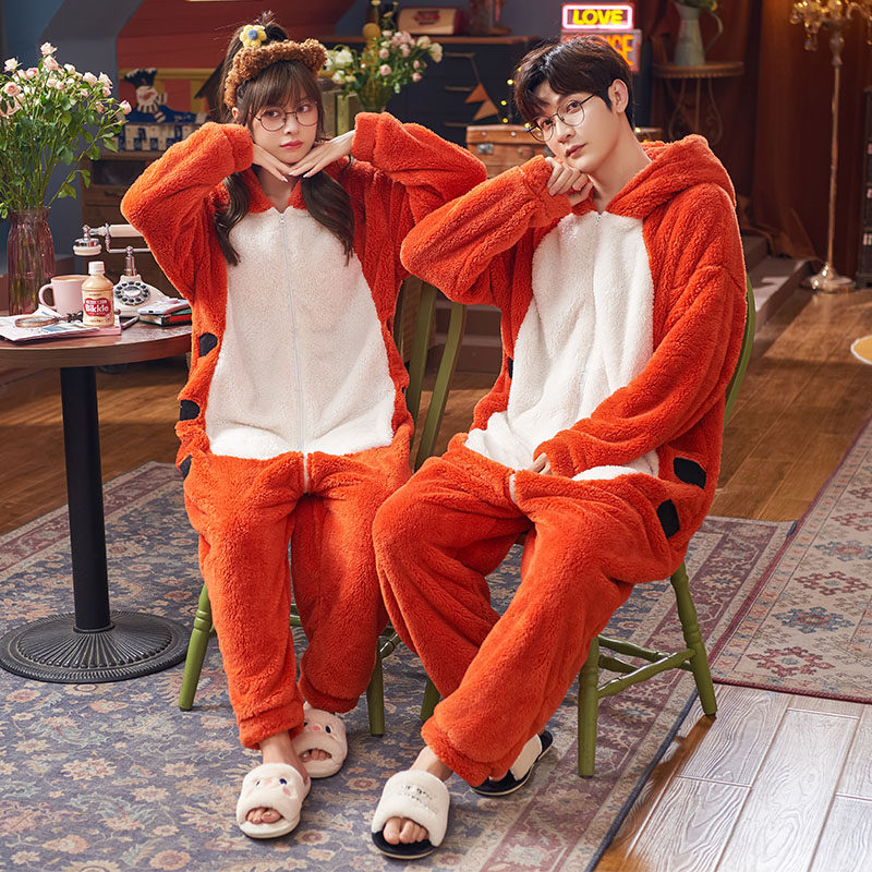 冬季新款法兰绒情侣卡通男士睡袍 纯兰语睡衣/家居服套装
