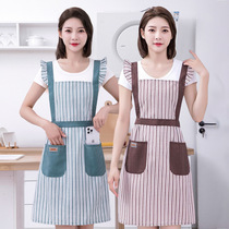 Home Kitchen Thickened Bamboo Joints Cotton Princess Apron Fashion Lady Wear-proof Breathable Little Fresh adjustable waistline