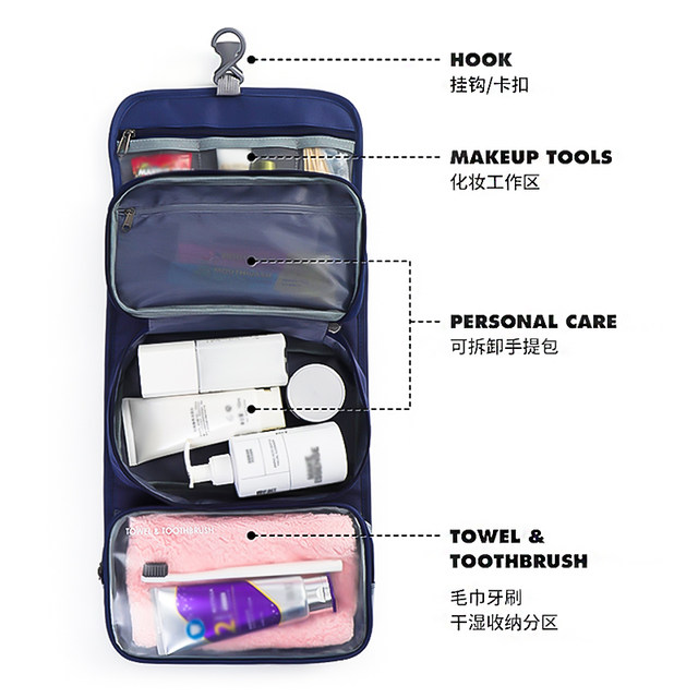 Multifunctional dry and wet separation toiletries for business trips