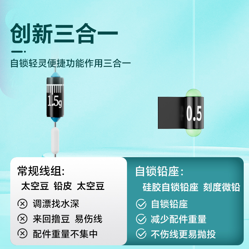 小凤仙七星漂线组专用硅胶刻度自锁铅皮座传统溪流钓鱼小配件套装