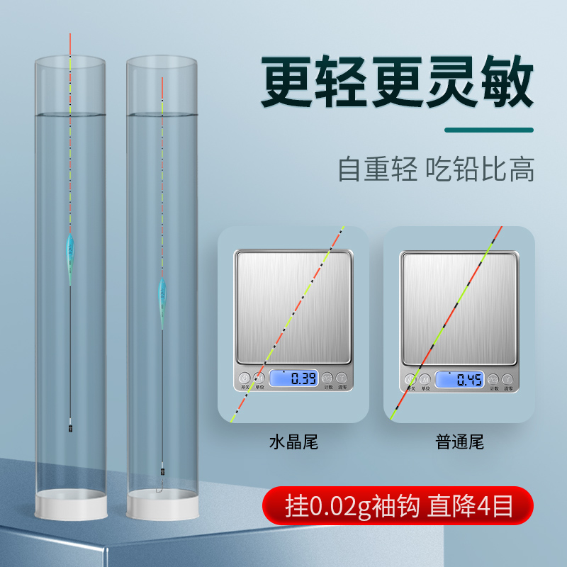 小凤仙水晶尾浮漂加粗醒目高灵敏鲫鱼鲢鳙浮漂行程纳米抗走水鱼漂 - 图3