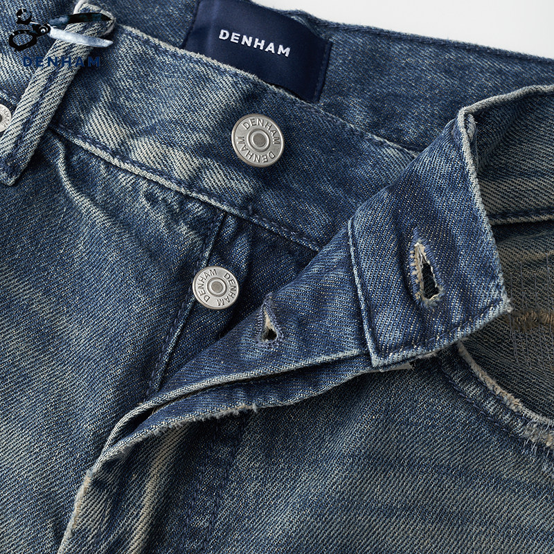 DENHAM25年秋冬新款女士复古时尚水洗高腰阔腿直筒蓝色牛仔裤IMA,淘宝优惠券,粉丝福利购,淘宝优惠卷
