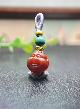 精品百搭款南红弥勒头11.5mm背云侧挂小滴流挂饰吊坠套装