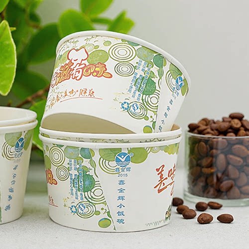 一次性小饭碗300ml圆形340ml外卖小吃打包碗炸洋芋小豆腐纸碗包邮 - 图3