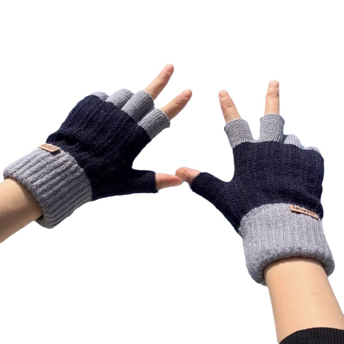 半指手套男士冬天保暖加绒加厚针织毛线露指学生写字骑行秋冬季男,淘宝优惠券,粉丝福利购,淘宝优惠卷