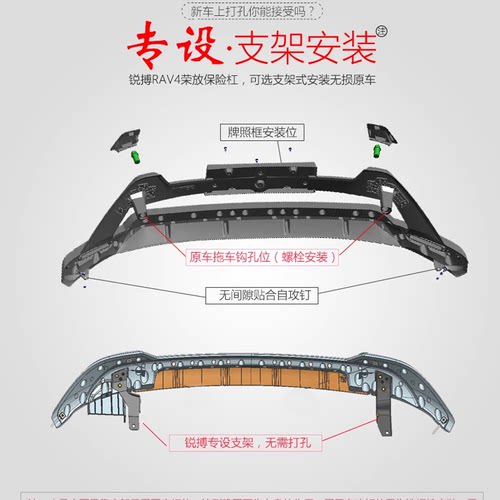锐搏 适用20-25款丰田rav4保险杠改装软胶前后杠护24新款荣放包围 - 图3