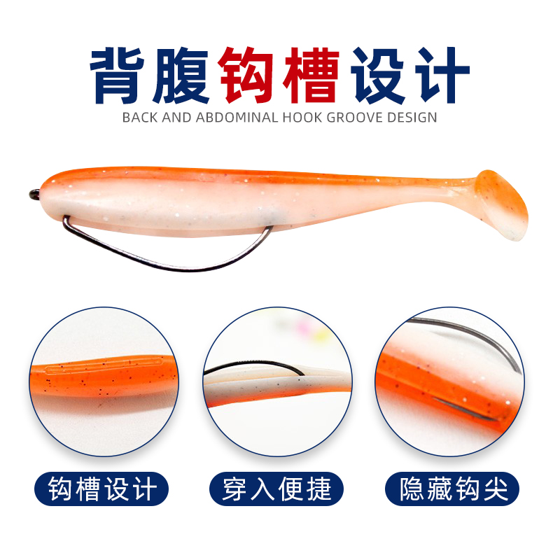 河流之王路亚软饵T尾鱼20条装软虫加腥鳜鱼鲈鱼曲柄钩卡罗铅头钩 - 图1