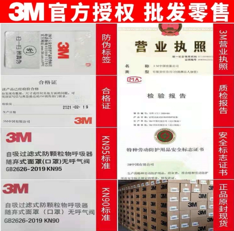 3M口罩正品N95防尘9501v防打磨粉尘9502头戴式防飞沫医护kn95带阀