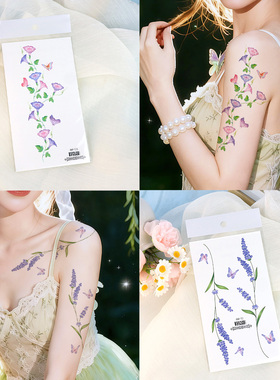 小清新女生花朵纹身贴