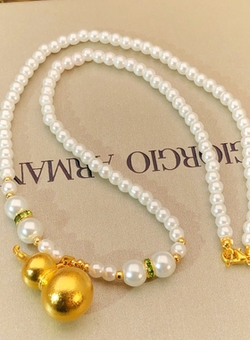 中式葫芦珍珠项链女2025年新款爆款锁骨链高级感轻奢小众吊坠配饰