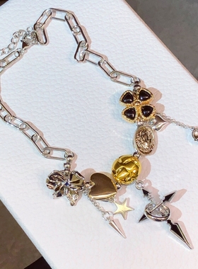 原创黑色花朵项链女轻奢choker项圈甜酷辣妹复古锁骨链颈链毛衣链