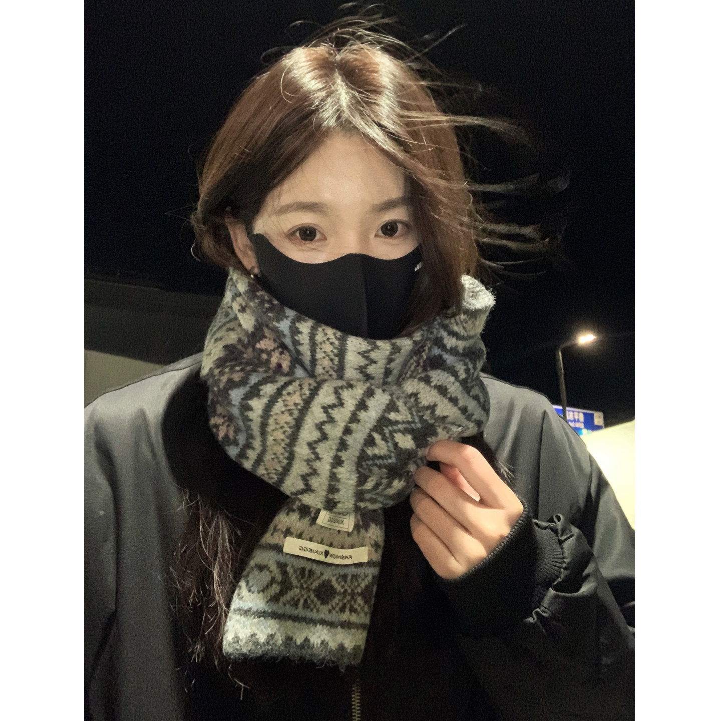 复古费尔岛风提花围巾女款2025新款冬季加厚羊毛混纺学生港风百搭,淘宝优惠券,粉丝福利购,淘宝优惠卷