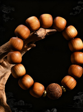 太行崖柏15mm老型珠雕刻貔貅款老料手串男女款手链民族风佛珠手串
