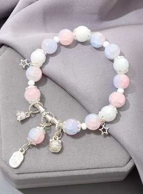 女孩琉璃水晶流苏手链古风手链学生玻璃珠手链彩色渐变手串礼物