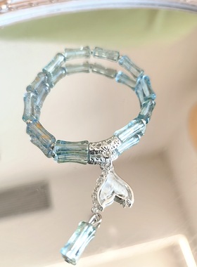 新款学生琉璃手链水晶鱼尾手链女孩玻璃水晶手链串珠手串送闺蜜