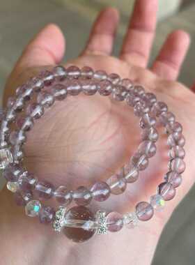 新款双圈仿紫水晶手链女款甜美紫色水晶手串高级感闺蜜手串礼物