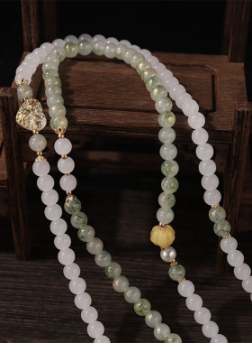 新中式长款串珠项链国风长斜挎链新款爆款高级感毛衣链古装配饰女