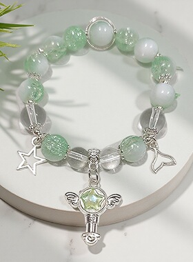 女孩琉璃水晶手链新款仙女公主魔法棒手链学生手链串珠琉璃手串