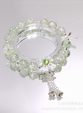 女孩琉璃水晶手链超仙爆花水晶爱心镂空蝴蝶结手链百搭甜美手串