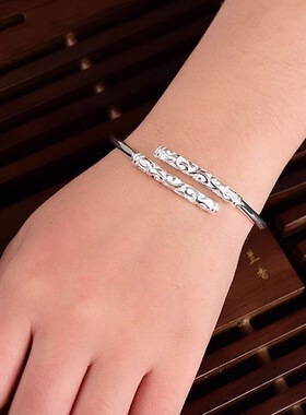 合计银镯子黑神话大圣孙悟空紧箍咒手镯男女手工满雕祥云情侣手镯