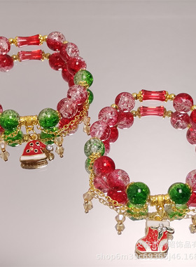 原创设计红色圣诞可爱手链女生百搭高级氛围感甜美手串节日礼物