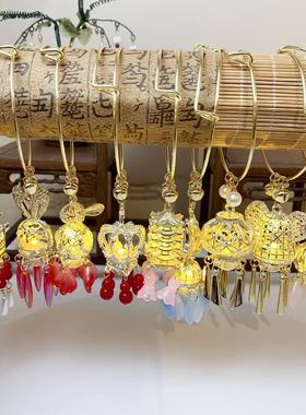 新中式古风发光灯笼手镯带灯宫灯手镯手环宫廷风镯子日常汉服手饰