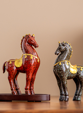 小马中式客厅玄关酒柜工艺品摆设