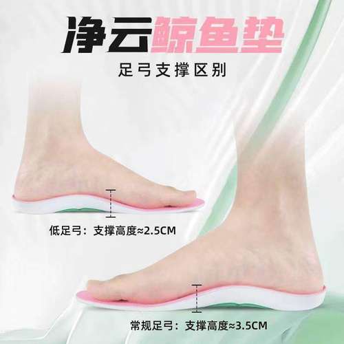 【下单立减50】鲸鱼运动鞋垫男女足弓支撑扁平足减震鞋垫Y29 - 图2
