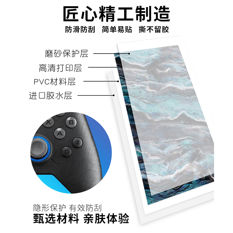 适用飞智黑武士2/2Pro/3Pro手柄贴纸机械师G5pro北通阿修罗2Pro+/3S 宙斯T6斯巴达2雷神G70/50贴膜痛贴冰原狼 - 图2