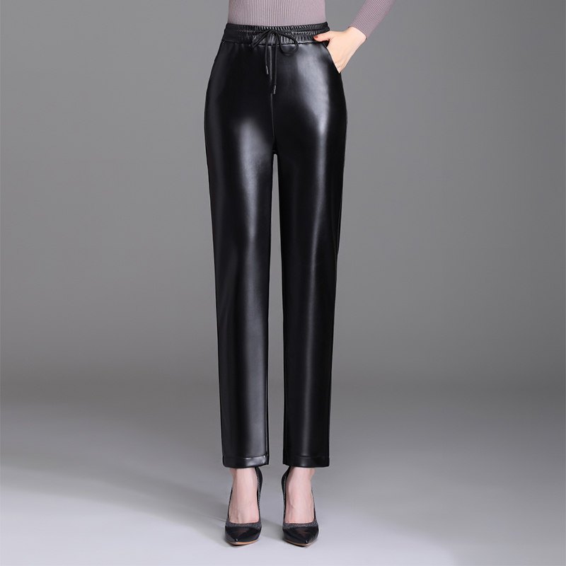 秋冬中老年妈妈宽松女皮裤外穿高腰加大码直筒PU加绒护膝冬季保暖,淘宝优惠券,粉丝福利购,淘宝优惠卷