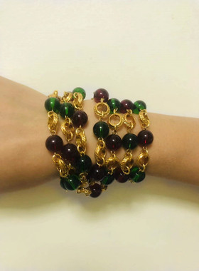 小香风印章琉璃长款欧美毛衣链