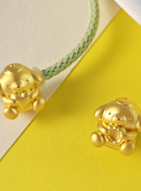 足金999爱心布丁狗黄金转运珠