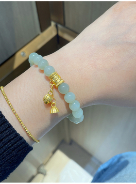 六字箴言莲蓬流苏吊坠手链黄金