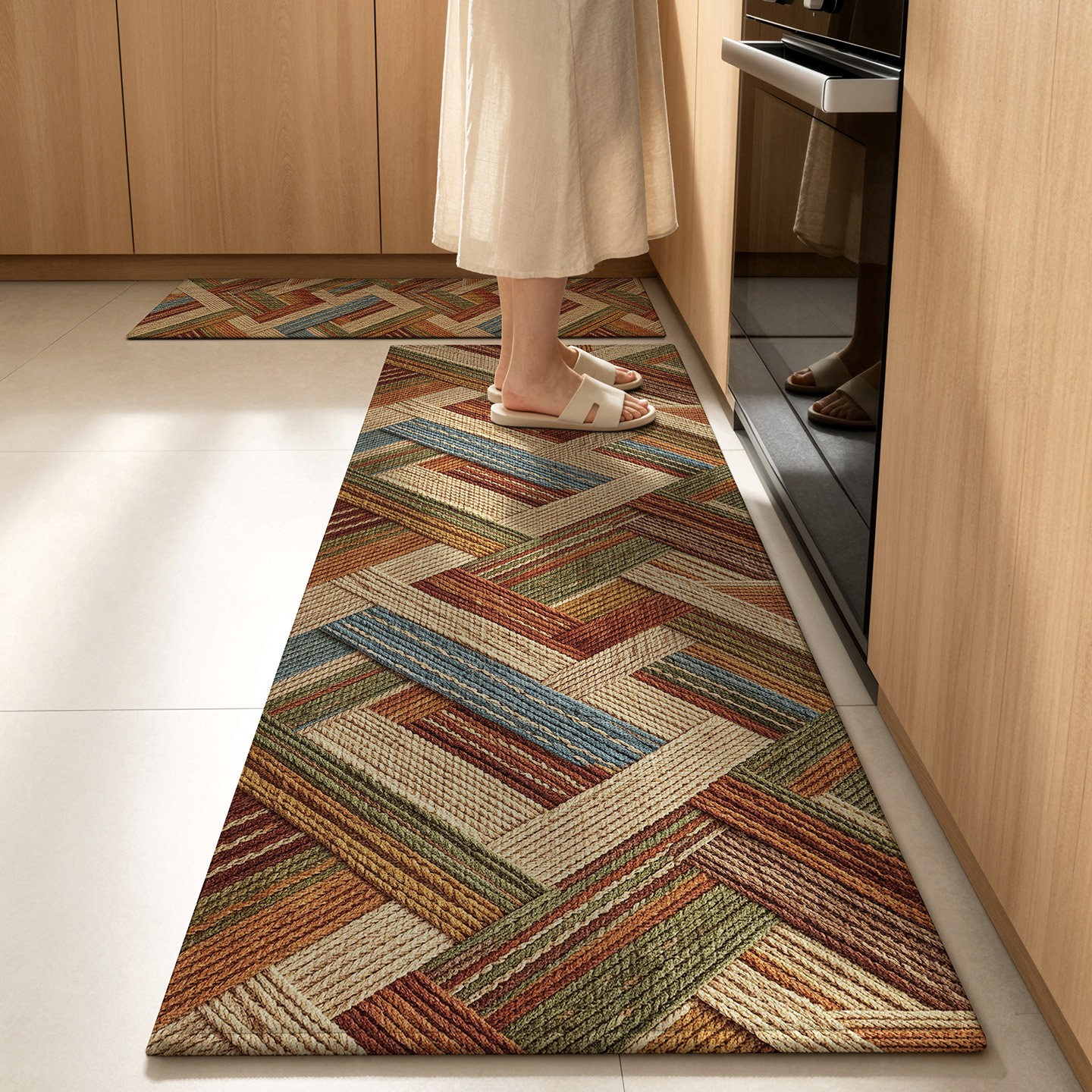 No-wash absorbent kitchen mat
