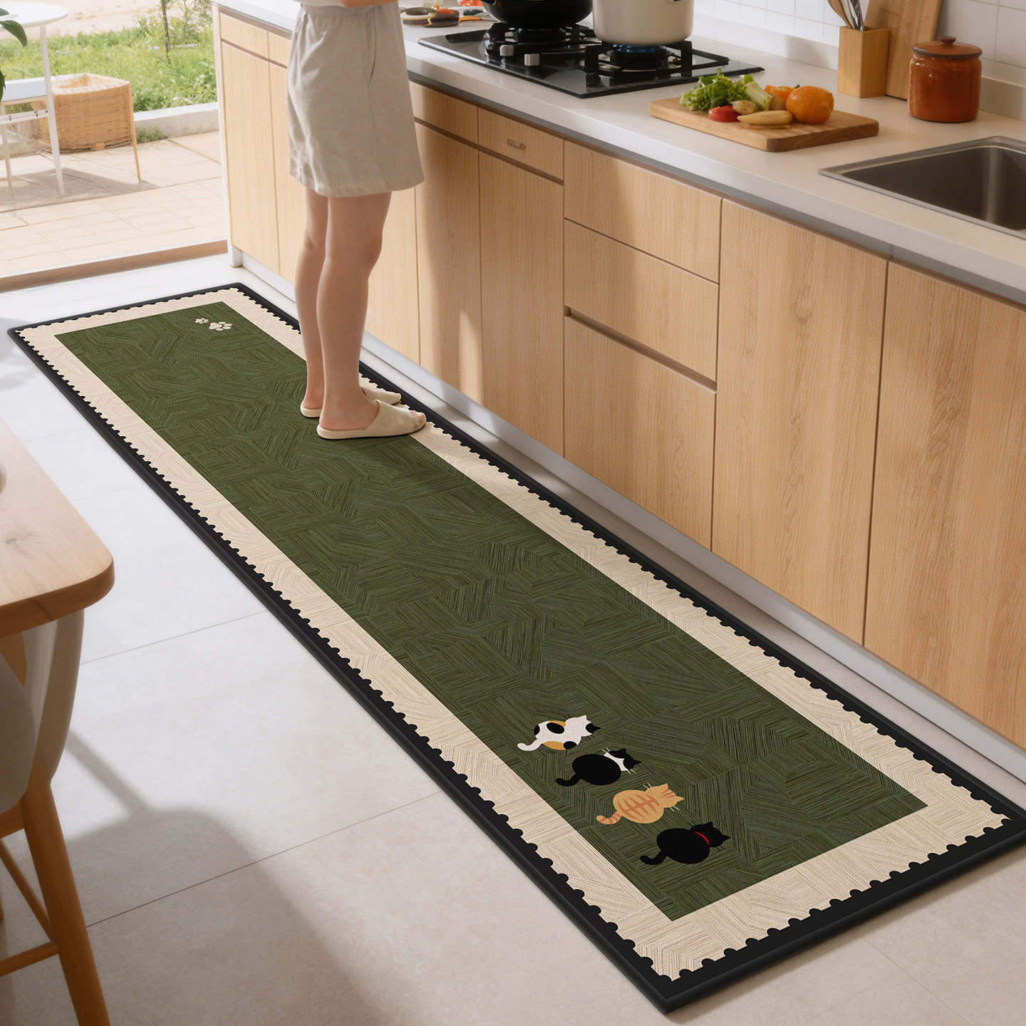 No-wash absorbent kitchen mat