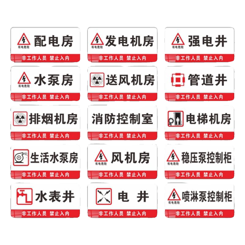 亚克力消防水泵房标识牌配电房消防控制室强弱电电表井间门牌定制 - 图3
