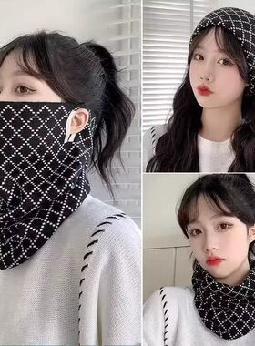 秋冬季围脖女士百变挂耳面罩保暖护颈脖套百搭围巾骑车防风男口罩