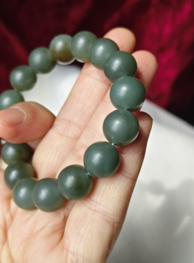 和田玉新疆籽料青玉圆珠12毫米兰调手串手链