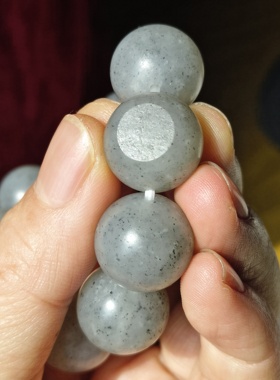 新疆青花籽料16圆珠手链手串白玉底留皮原皮