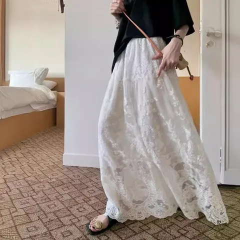 上衣实拍宽松女短袖半身裙52554+T恤高腰裙子小众设计感蕾丝a字,淘宝优惠券,粉丝福利购,淘宝优惠卷