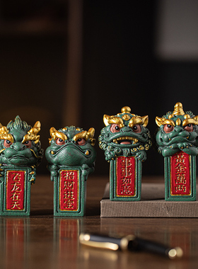 青砂石招财国潮桌面瑞兽龙装饰品