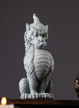 青砂石鱼缸造景中式招财貔貅摆件