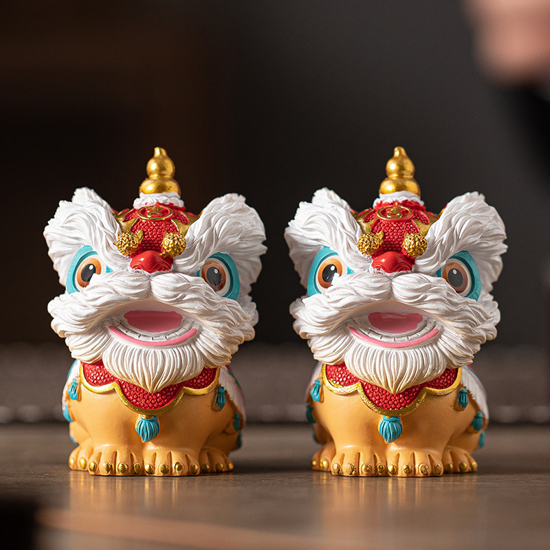 国潮风醒狮招财吉祥物摆件客厅玄关茶桌摆件佛山文创舞狮家居装饰,淘宝优惠券,粉丝福利购,淘宝优惠卷