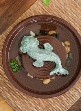 石材招财中式桌面鳌鱼茶宠摆件