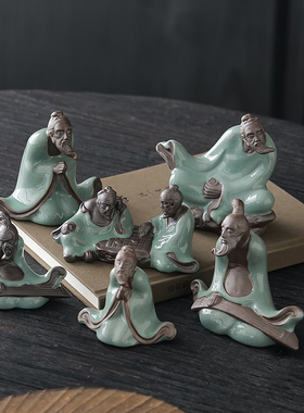 哥窑开片茶宠茶玩中式复古茶桌