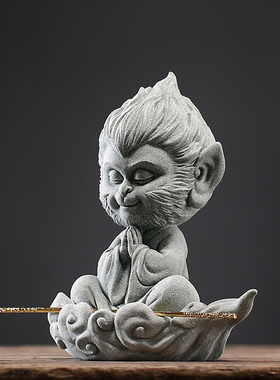 瓷水陶清青砂石齐天大圣摆件