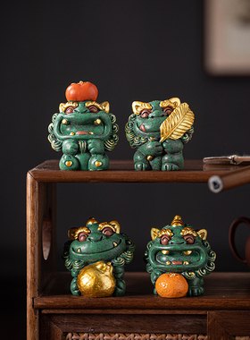 瓷水陶清国潮风貔貅摆件离职礼物
